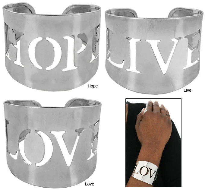 Custom bangle bracelets for casual wear-Live, Hope, Love Cuff