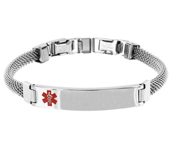 Trendy crystal bracelet sets for women-Mesh Medic Alert Bracelet