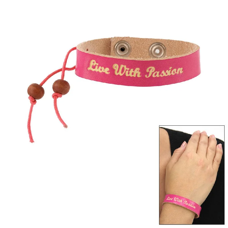 Unique charm bracelets with gemstones-Live with Passion Faux Leather Bracelet