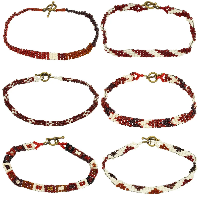 Personalized friendship bracelet designs-Haitian Bead Weaver Earth Tone Bracelet