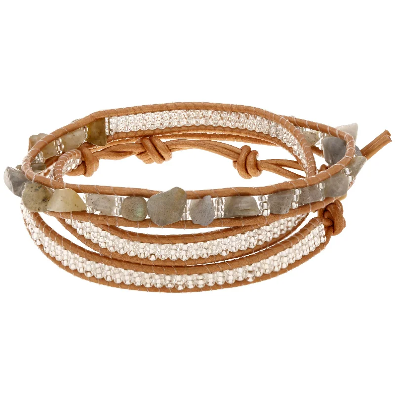 Personalized engraved bracelets with names-Sasa Earth 3x Wrap Bracelet