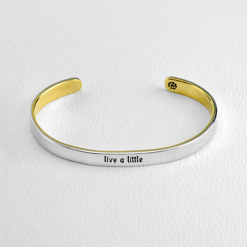 Personalized leather bracelets for kids-Live A Little Mixed Metals Cuff Bracelet