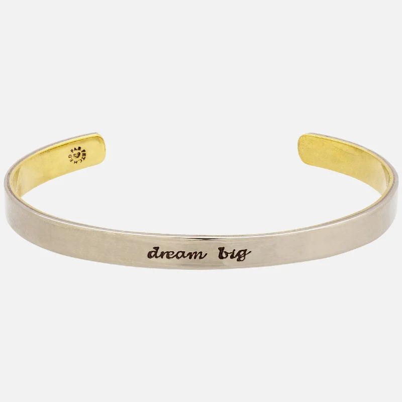 Elegant silver bracelets with engraved charms-Dream Big Mixed Metals Cuff Bracelet