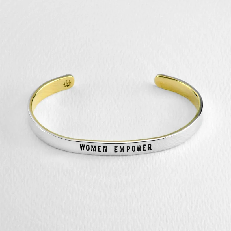 Unique charm bracelets for weddings-Women Empower Mixed Metals Cuff Bracelet