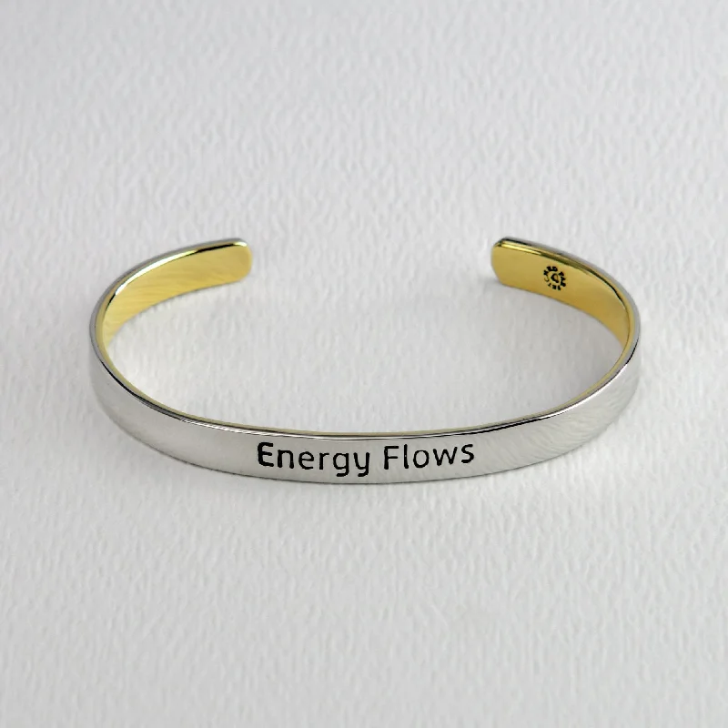 Custom leather bracelets for friends-Energy Flows Mixed Metals Cuff Bracelet