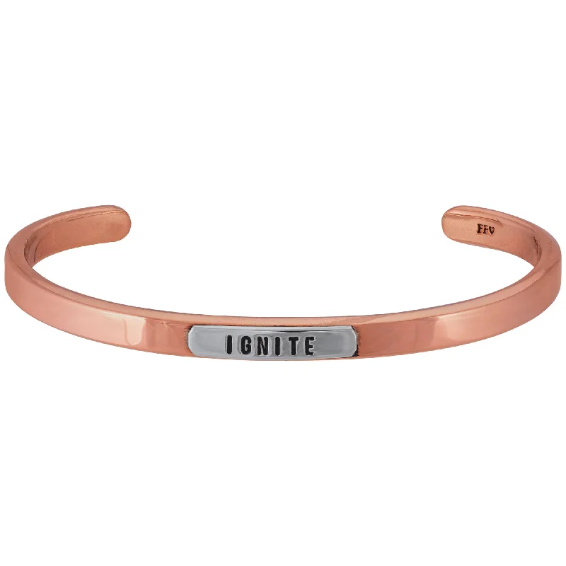 Fashionable men’s gemstone bracelets-Ignite Silver & Copper Cuff Bracelet