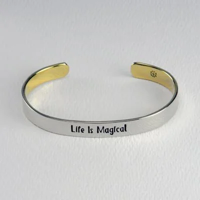 Custom beaded bracelets with initials for gifts-Life Is Magical Mixed Metal Cuff Bracelet