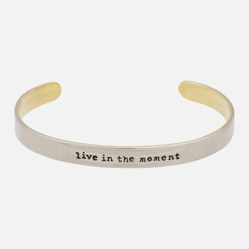 Simple silver bangle bracelets for layering-Live In The Moment Mixed Metals Cuff Bracelet