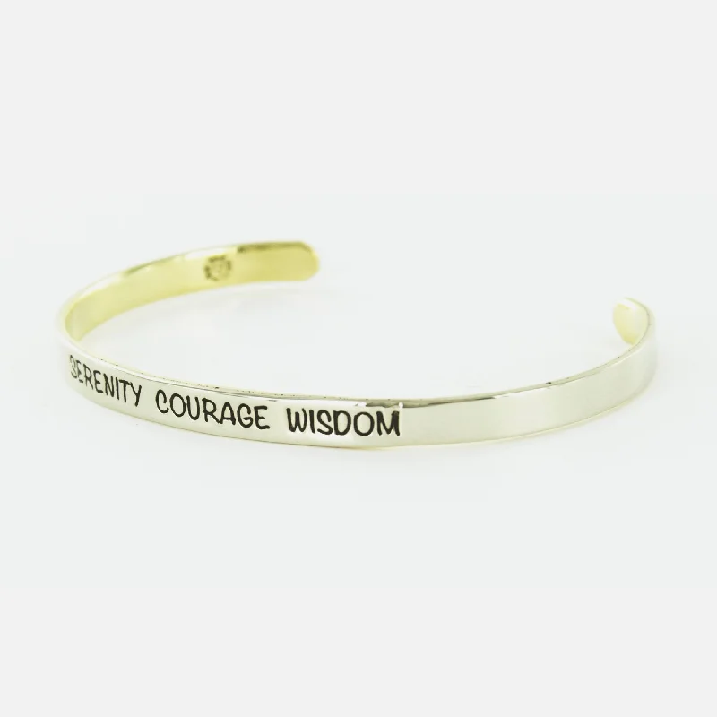 Custom leather bracelets for custom engraving-Serenity Courage Wisdom Mixed Metals Cuff Bracelet