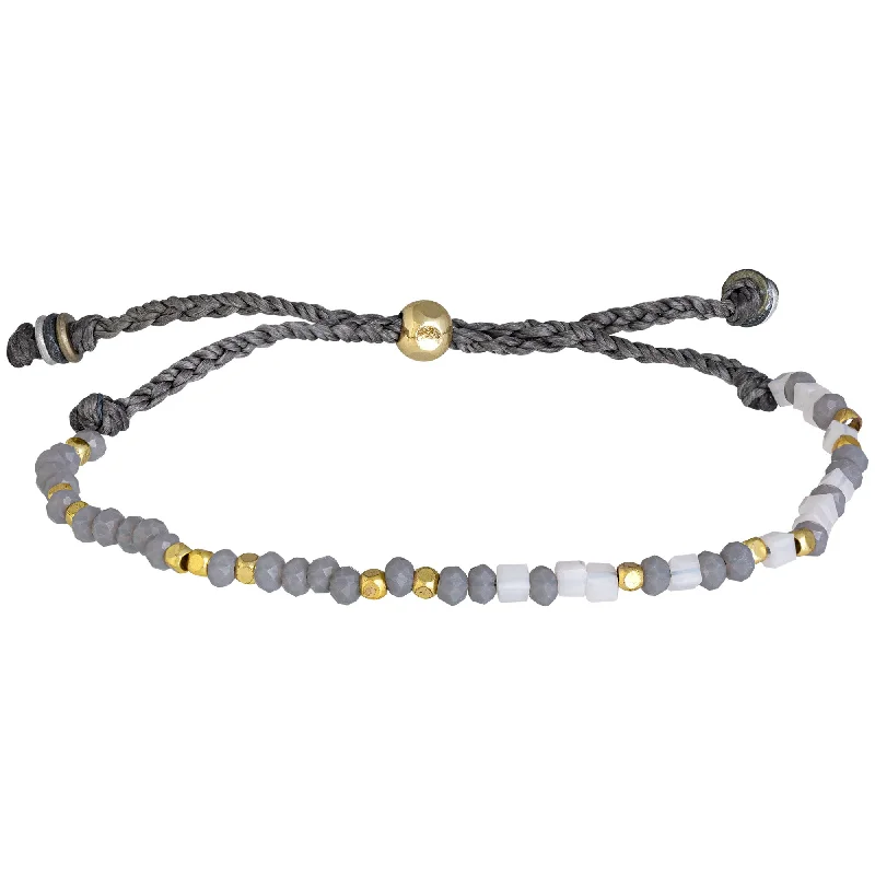 Luxury tennis bracelets with diamonds for women-Gray Woven Beaded Bracelet