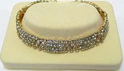 Elegant custom gold bracelets for layering-Bracelet5766 Bella Crystal Bracelet, bling rhinestones AD83012-5766