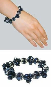 Adjustable braided gemstone bracelets for women-Bella Sparkly Elastic Crystal/Bead Bracelet U83800-0072