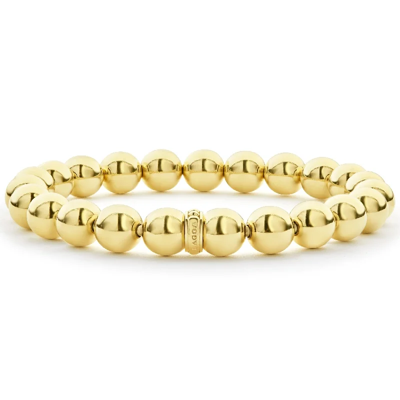 Unique sterling silver bangle designs-Caviar Gold 18K Gold Bead Bracelet | 8mm