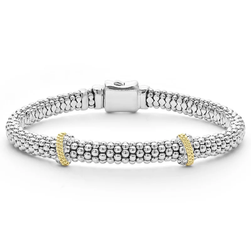 Unique stone bracelet designs for layering-Caviar Lux Double X Caviar Diamond Bracelet | 6mm