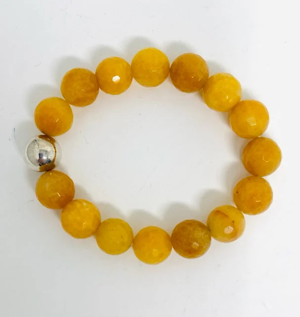 Luxury personalized leather bracelets for men-Faceted Yellow Agate Bracelet