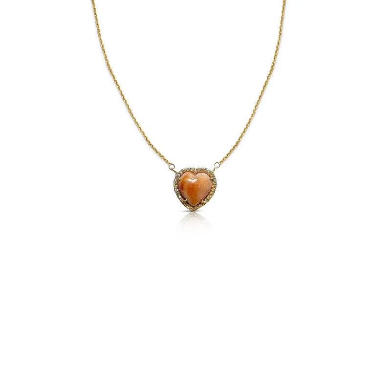 engraved couple’s necklace for him and her-14k Mini Spiney Oyster Shell Heart Necklace