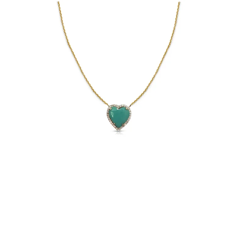 celestial pendant necklace for astrology fans-14k Mini Turquoise Heart Necklace 2