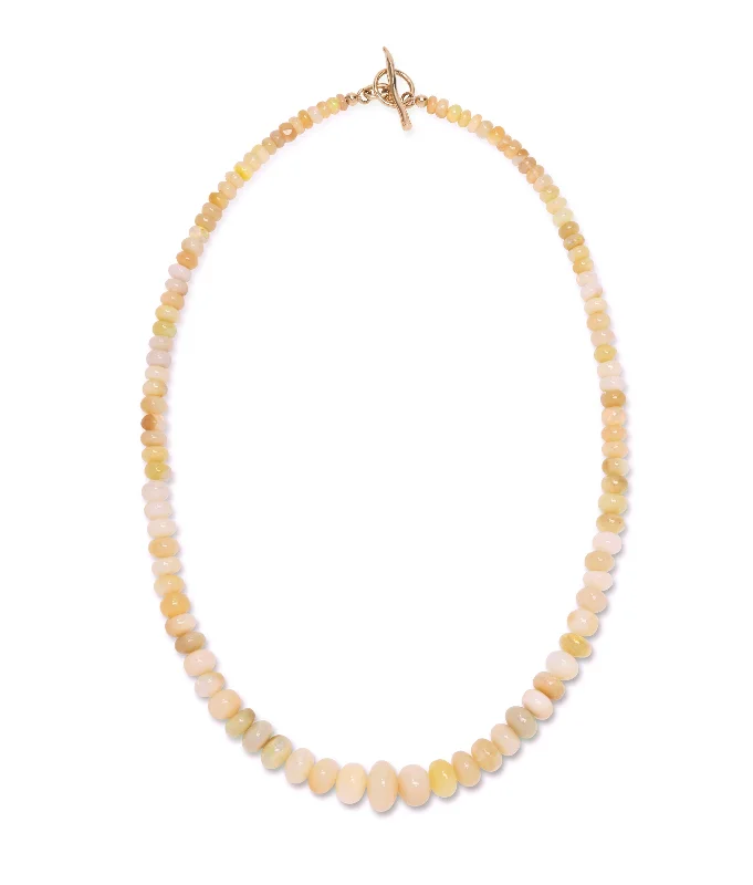 handmade crystal necklace for women-Opal & 14k Gold Necklace