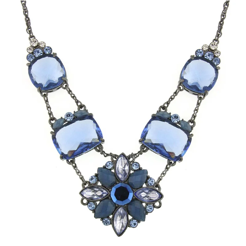 long beaded necklace for layering-1928 Jewelry Blue Crystal Drop Necklace 16"