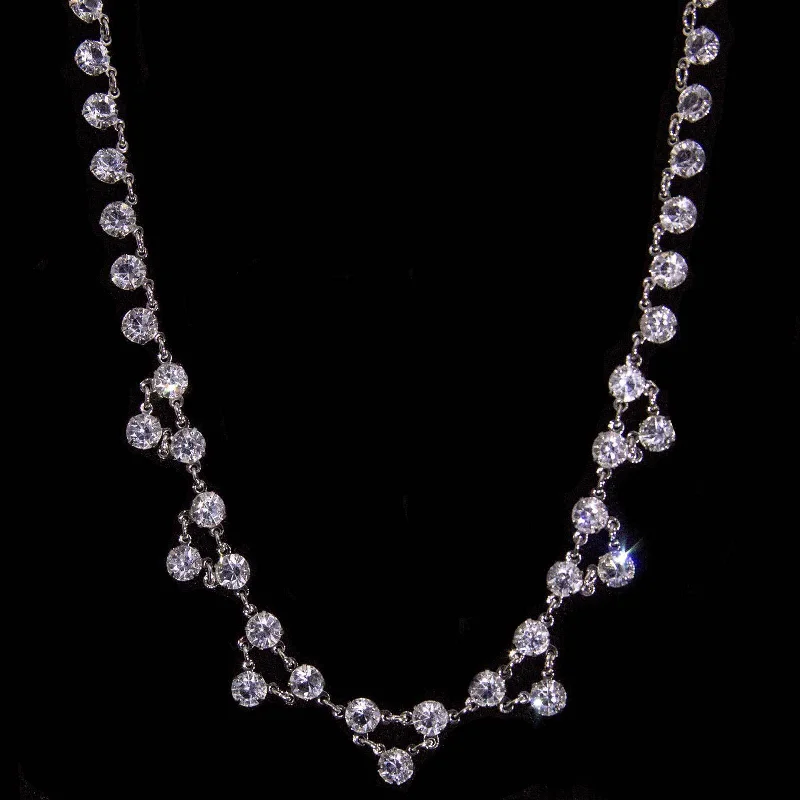 luxury statement necklace for evening wear-1928 Jewelry Brilliant Vintage Austrian Crystal Collar Necklace 15"