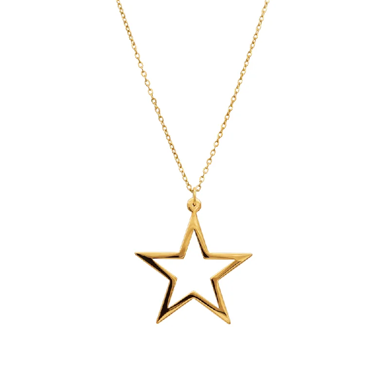 sterling silver diamond necklace for women-The Lucky Star Gold Necklace