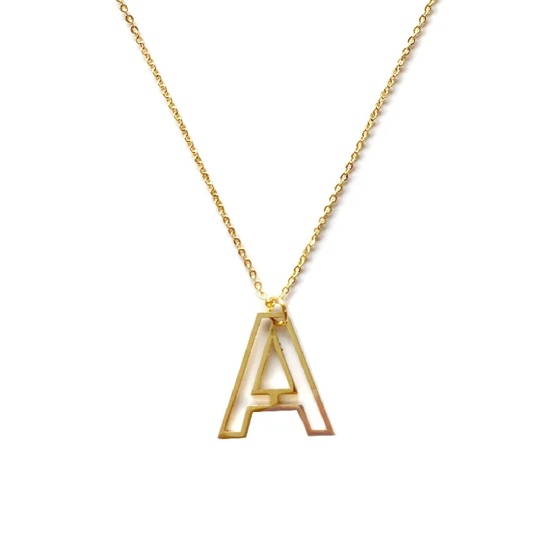 men’s choker necklace for casual wear-Alphabet Letter Necklace - Gold Silhouette