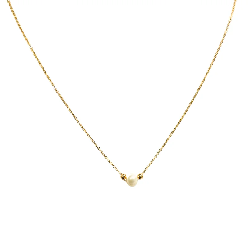 engraved bar necklace for men-Ariel Gold & Pearl Necklace