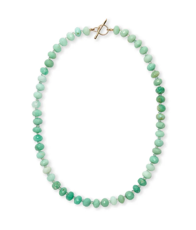 custom zodiac necklace for personal style-Chrysoprase & Aquamarine 14k Gold Necklace