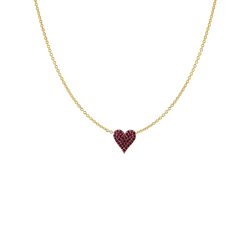 layered necklace with multiple pendants-14k Pink Sapphire Dainty Diamond Heart