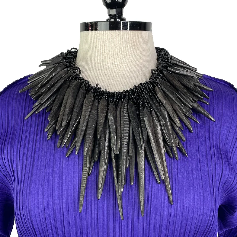 fashion statement necklace for women-TEXTURED KAMAGONG SPEARS NECKLACE