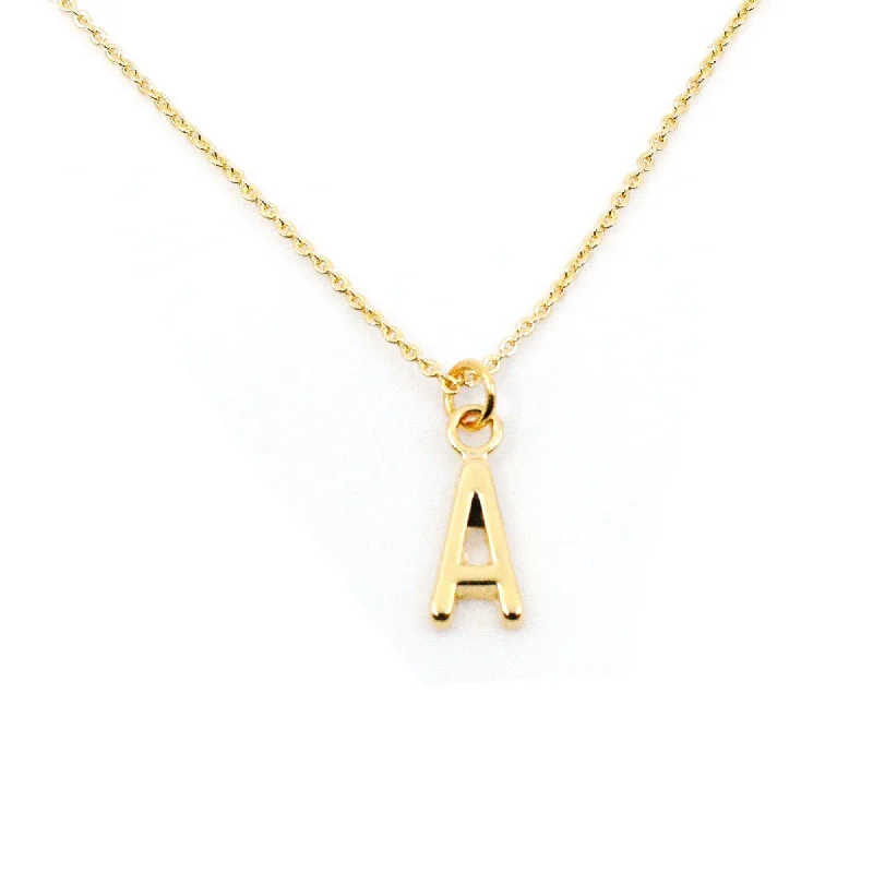 rose gold bar necklace for layering-Alphabet Letter Necklace - Gold Small Single