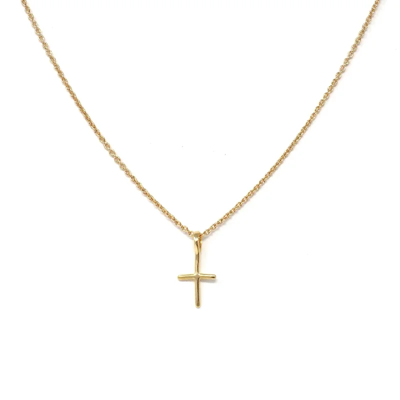 handmade beaded necklace for women-Cross My Heart Necklace in 10K Gold