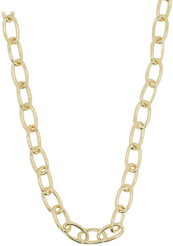 black leather chain necklace for men-Cadena Link Gold Necklace