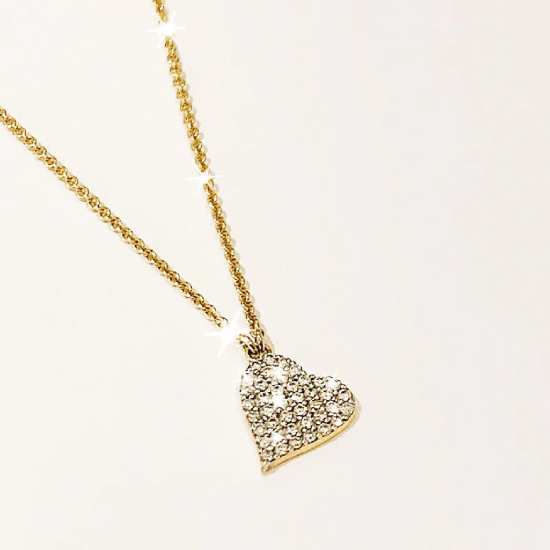 luxury pendant necklace for weddings-The Lovely Heart Necklace in White Diamond & 14K Gold