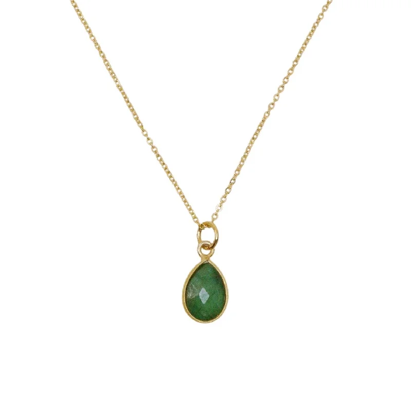 handmade crystal necklace for women-Emerald Teardrop Necklace