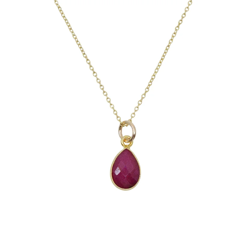 men’s titanium necklace for daily wear-The Red Ruby Teardrop Necklace