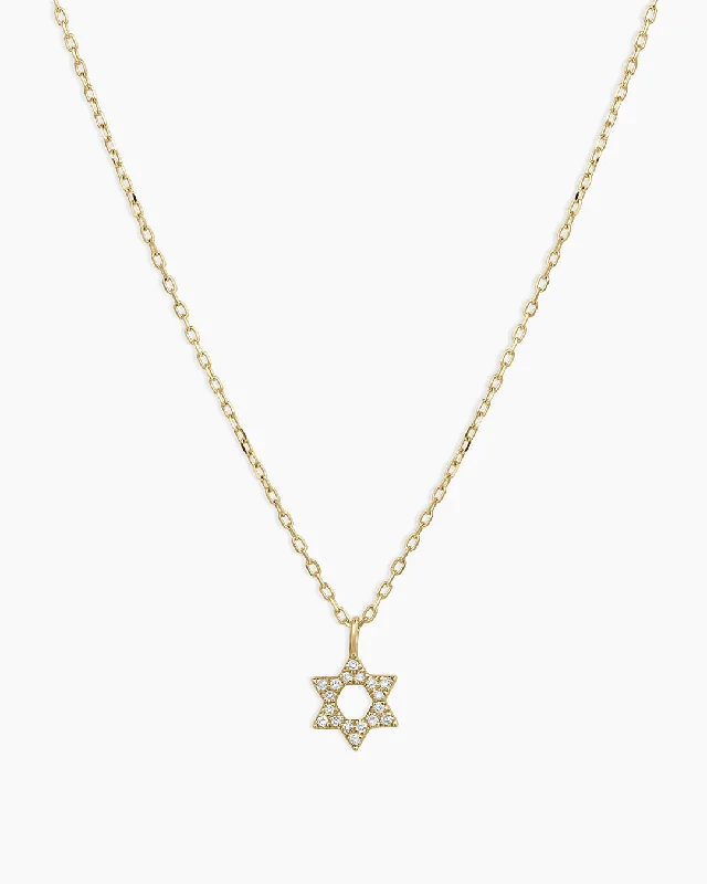 handmade beaded necklace for women-Diamond Star of David Necklace