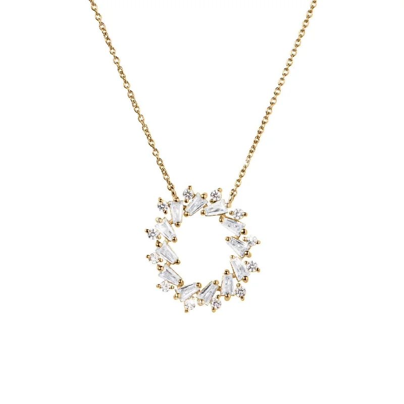 gold pendant necklace for bridesmaids-Endless Gems Circle Necklace