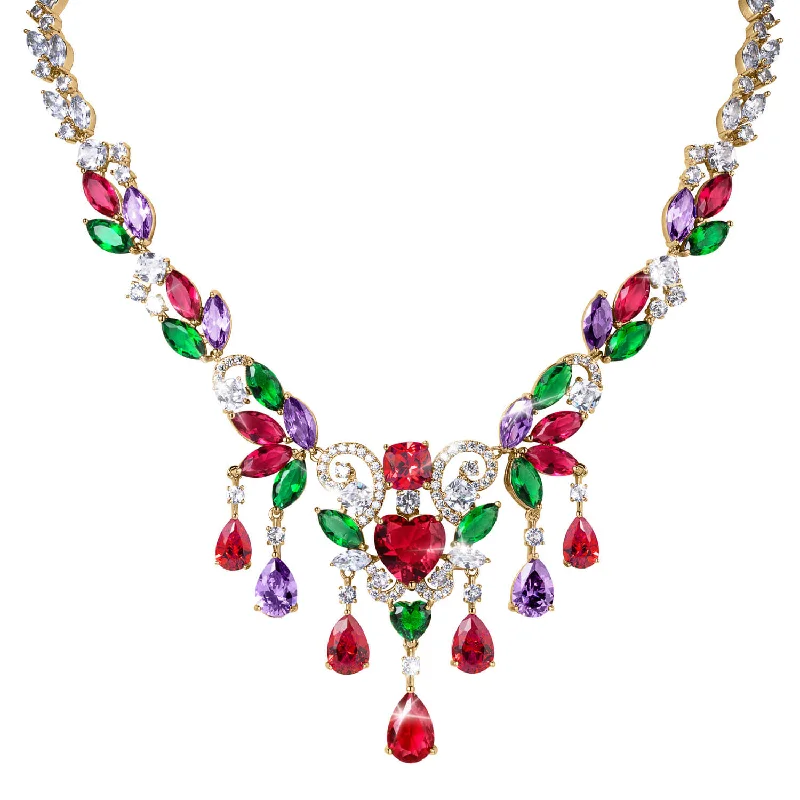 gemstone and silver necklace for women-Harlequin Necklace