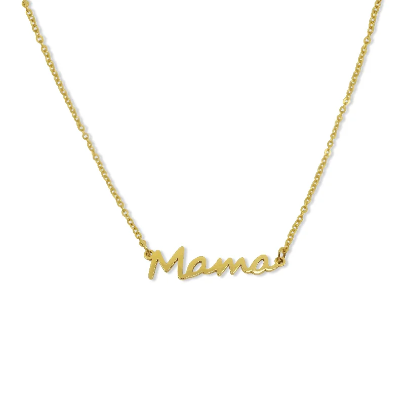 personalized gold charm necklace-The Mama in Gold Script Necklace