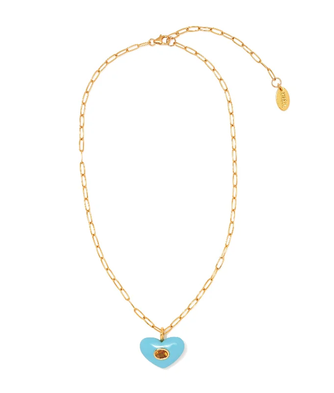 fashion statement necklace for women’s style-Martina Heart Necklace in Turquoise