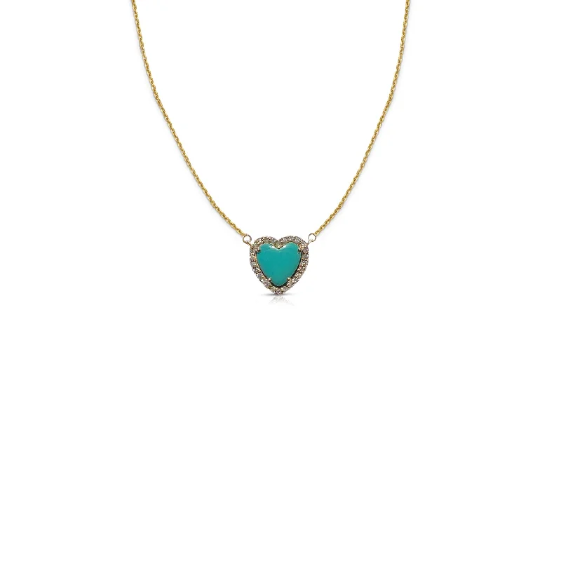 infinity symbol necklace for love-Mini 14k Turquoise Heart Necklace