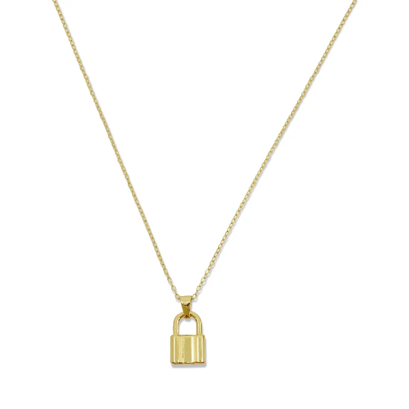 stylish men’s necklace with charm-The Padlock Gold Necklace