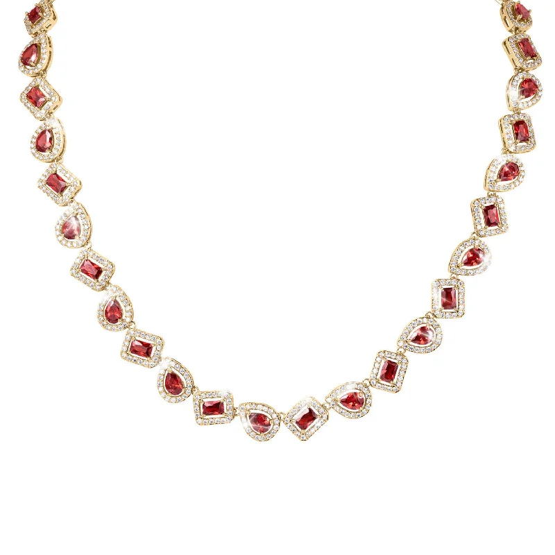 men’s gold chain necklace for formal wear-Scarlet Opulence Necklace