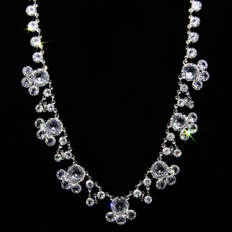 sterling silver diamond necklace for women-1928 Jewelry Vintage Austrian Crystal Drop Necklace 13"