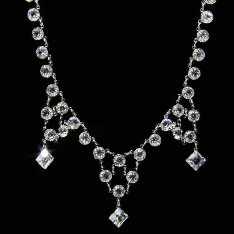 custom initials necklace for women-1928 Jewelry Vintage Austrian Crystal Drop Necklace 14"