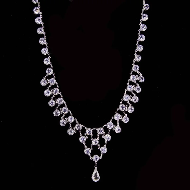 men’s custom engraved necklace-1928 Jewelry Tear Drop Austrian Crystal Necklace 15"