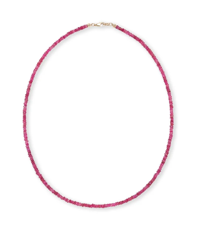 long beaded necklace for layering-Tiny Beaded 14k Gold Necklace in Ruby