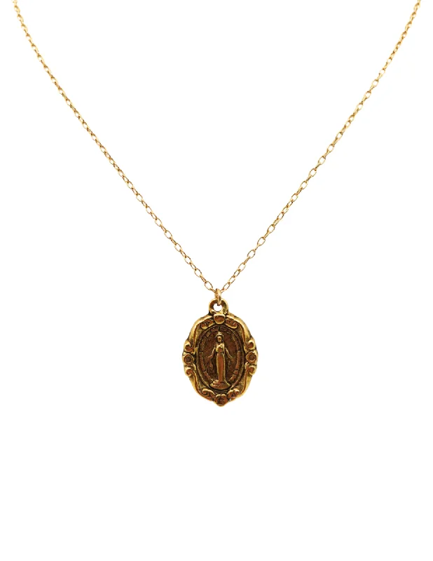 customized silver pendant necklace for women-The Virgin Mary Gold Necklace