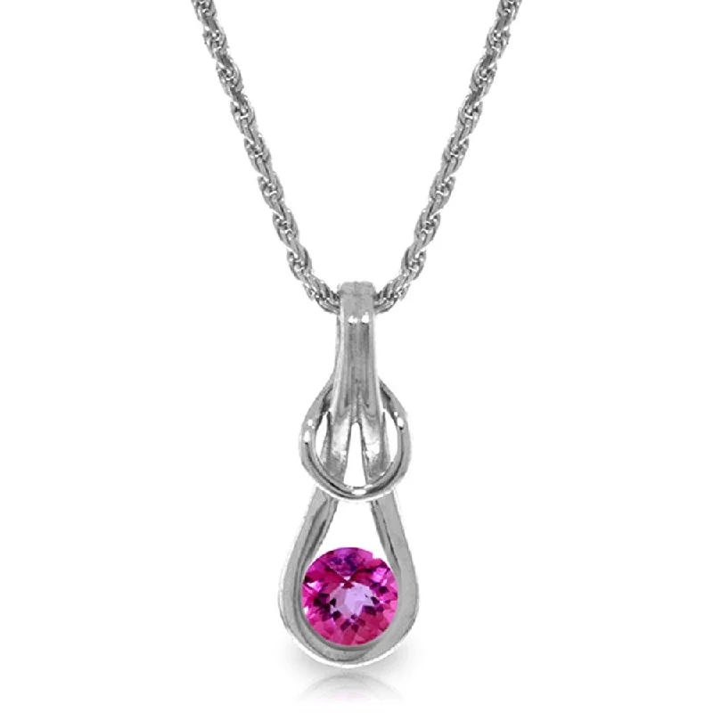 custom engraving necklace for gifts-0.65 Carat 14K Solid White Gold Amethystong Other Faces Pink Topaz Necklace